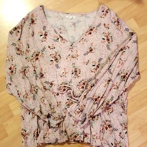 Cinched Waist Pale Pink Blouse